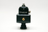 Fuelab 555 black adjustable FPR, front view showing AN fittings and brass adjuster knob