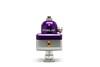 Fuelab 575 Mini FPR in purple, front view showing adjustment knob, AN fittings and mounting base