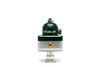 Fuelab 575 Carb Adjustable Mini FPR, front view showing green dome, silver body, dual AN fittings