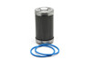 Fuelab 6 Micron Micro-Fiberglass replacement filter element, 3in, pleated cylinder with two blue O-rings.