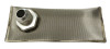 Fuelab 100 micron stainless fuel sock with -10AN fitting, top view showing mesh sock and threaded aluminum adaptor.