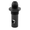 Fuelab replacement fuel tank vent with rollover protection, black anodized, AN fitting on top, side vent hole visible.