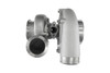 Turbosmart 6870B V-Band turbocharger, side angle showing compressor housing, turbine inlet and V-band flanges