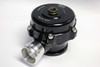 TiAL Sport QR BOV in black with 1.5in polished aluminum inlet, top cap and hex bolts visible.
