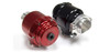 TiAL Sport QRJ BOV 3 PSI Spring, red, shown beside a black unit, ribbed body and inlet flange visible.