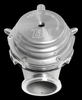 TiAL Sport MVR 44mm wastegate in silver, top down view showing dome, inlet flange and mounting bolts.