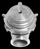TiAL Sport MVR 44mm wastegate in silver, top down view showing dome, mounting studs and flange