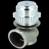 TiAL Sport V50 wastegate, 50mm, 0.75 bar, silver, angled view showing top spring housing and side inlet flange