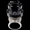 TiAL Sport V50 wastegate, 50mm, black top cap, front view showing bolted flange and inlet port