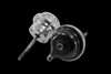 TiAL Sport MV-I 2.5 wastegate actuator, silver body and black cap, straight threaded rod, side view