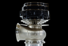 TiAL Sport MVR 44mm wastegate, black top cap, side view showing inlet flange and machined steel body