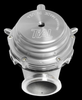 TiAL Sport MVR 44mm wastegate in silver, top down view showing engraved cap, springs, and inlet flange
