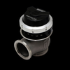 Turbosmart Gen V WG40 CompGate40 external wastegate, black top, angled view showing V-band inlet and clamp