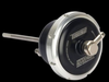 Turbosmart IWG75 black internal wastegate actuator, angled view showing rod and adjustable arm.