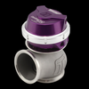Turbosmart WG50 Pro-Gate50 purple external wastegate, angled view showing cap, clamp band and inlet flange