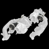 Turbosmart R35 GT-R 7 PSI internal wastegate kit, dual turbo manifolds with actuators, top angle view