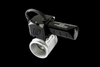 Turbosmart eBG50 Electronic BoostGate in black, angled view showing top solenoid, wastegate body and silver flange.