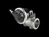 Turbosmart PSG40 pneumatic straight gate wastegate, black actuator, side angle view with fittings