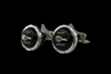 Turbosmart IWG75 dual black wastegate actuators with chrome brackets, RB26DETT 7 PSI, angled view