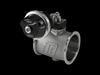 Turbosmart PSG76CG StraightGate76 wastegate, black actuator top, angled view of inlet flange