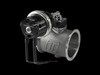 Turbosmart PSG76CG StraightGate76 wastegate, black actuator, side view with hoses and fittings