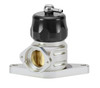 Turbosmart BOV Plumb Black Subaru, front angle view showing brass insert flange, black cap, hose fitting on top