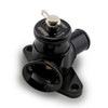 Turbosmart Kompact Dual Port BOV, black anodized body, top view showing spring adjuster and inlet flange