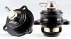 Turbosmart Kompact Shortie diverter valve, front and rear views showing hose barb and flange bolt holes