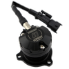 Turbosmart Kompact EM BOV for Jeep Wrangler JL 2.0 Turbo, top angle view with wiring harness connector
