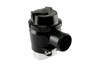 TurboSmart RacePort GenV Sleeper BOV, black anodized body, side angle showing round outlet port and base flange.
