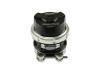 Turbosmart RacePort Gen V blow off valve, black cap, front angle showing clamp ring and mounting bolts.