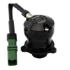 Turbosmart Kompact EM Dual Port VR10 BOV, top angle with black valve body and green connector plug