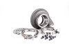Garrett GT30R turbine housing kit, 0.61 A/R V-band, with V-band clamps and mounting hardware shown