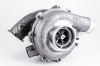 Garrett GT3788VA turbo for Ford 6.0L Power Stroke, side angle showing compressor wheel, housing, and inlet elbow