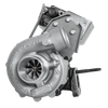 Garrett PowerMax GTB1752V turbo, side angle showing compressor wheel, actuator arm and mounting flange