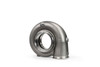 Garrett G55 turbine housing, 1.24 A/R, V-band in/out, angled view showing bare cast metal finish