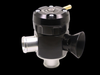 GFB Respons blow off valve for Audi/VW 1.8T, front angle view showing side inlet, trumpet vent, and lower flange outlet
