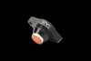 GFB DV+ diverter valve for 1.4 TSI twin charged engines, angled view showing black body and orange piston top