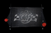 CSF intercooler for 08-10 Ford E-350 6.0L, front view showing black core, side tanks, and red inlet/outlet caps.