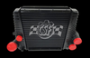 CSF intercooler for 2013-2014 Ford F-150 3.5L, front view showing four red end caps and CSF logo