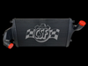 CSF intercooler for 2013-2017 Ford Taurus 2.0L Turbo, front angle view showing black core with red inlet and outlet end caps.