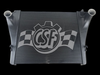 CSF OEM intercooler for 07-10 Volvo VHD104F 12.1L, front view with two inlet/outlet end tanks and tube fin core
