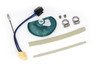 DeatschWerks DW400 fuel pump setup kit for Mustang, showing wiring harness, rubber strainer, hoses and hose clamps