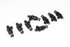 DeatschWerks 1000cc low impedance 11mm fuel injectors, set of 8, angled view showing tops and connectors