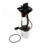 DeatschWerks DW400 fuel pump module for GM trucks, front angle, sender arm, hoses, wiring, green O ring.