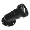 DeatschWerks angled filler neck with knurled cap, matte black, round bolt on mounting flange base
