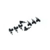Deatschwerks EV14 1250cc fuel injector set of 8, extended nozzle, diagonal view showing connectors and O-rings