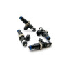 DeatschWerks Bosch EV14 2400cc fuel injectors, set of four, top down angled view