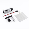 DeatschWerks DW200 255 LPH fuel pump kit with hose, clamps, connector, strainer sock and mounting bracket
