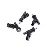 Set of four DeatschWerks 650cc fuel injectors for Honda S2000 F20/F22, showing electrical connectors and o-rings